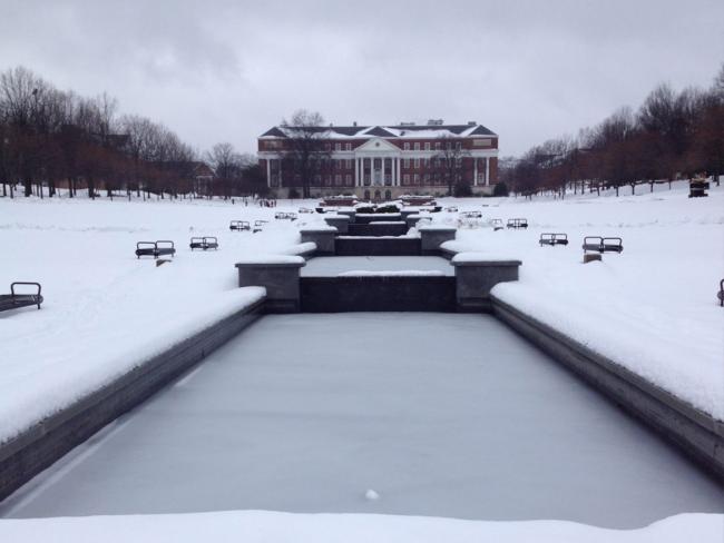 UMD campus in snow